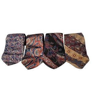 Designer Men's Silk Ties Lot of 4 Stafford Wembley Haggard‎ Secendum Artem Vtg